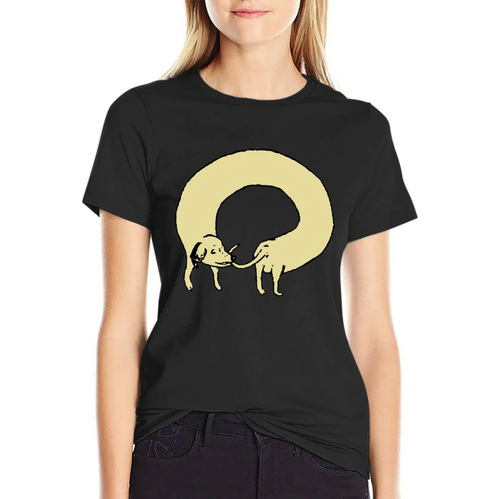 

Yellow Donut Doggo T-Shirt anime clothes oversized Short sleeve tee shirts graphic tees spring clothes Women 2025