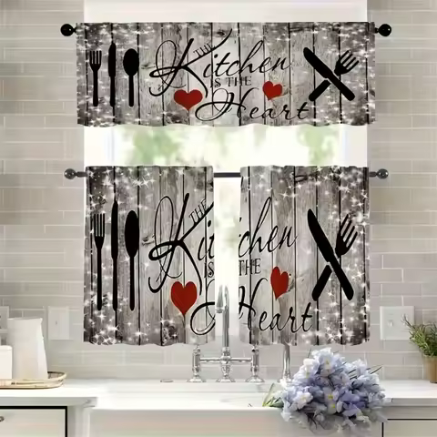 VIKAMA 1/2pcs Farmhouse Kitchen Curtains Easy-to-Install Rod Pockets Living Room Bedroom Caf&eacute; Curtains Home Decor