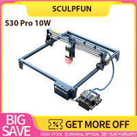 SCULPFUN S30 Pro 10W Laser Engraver Cutter, Automatic Air-assist, 0.06x0.08mm Laser Focus, 32-bit Motherboard, 410x400mm, Built-in High-Pressure Air Assist Nozzle, Ultra-thin 10W Laser, Replaceable Protective Lens, Expandable Engraving Area, Right-angle