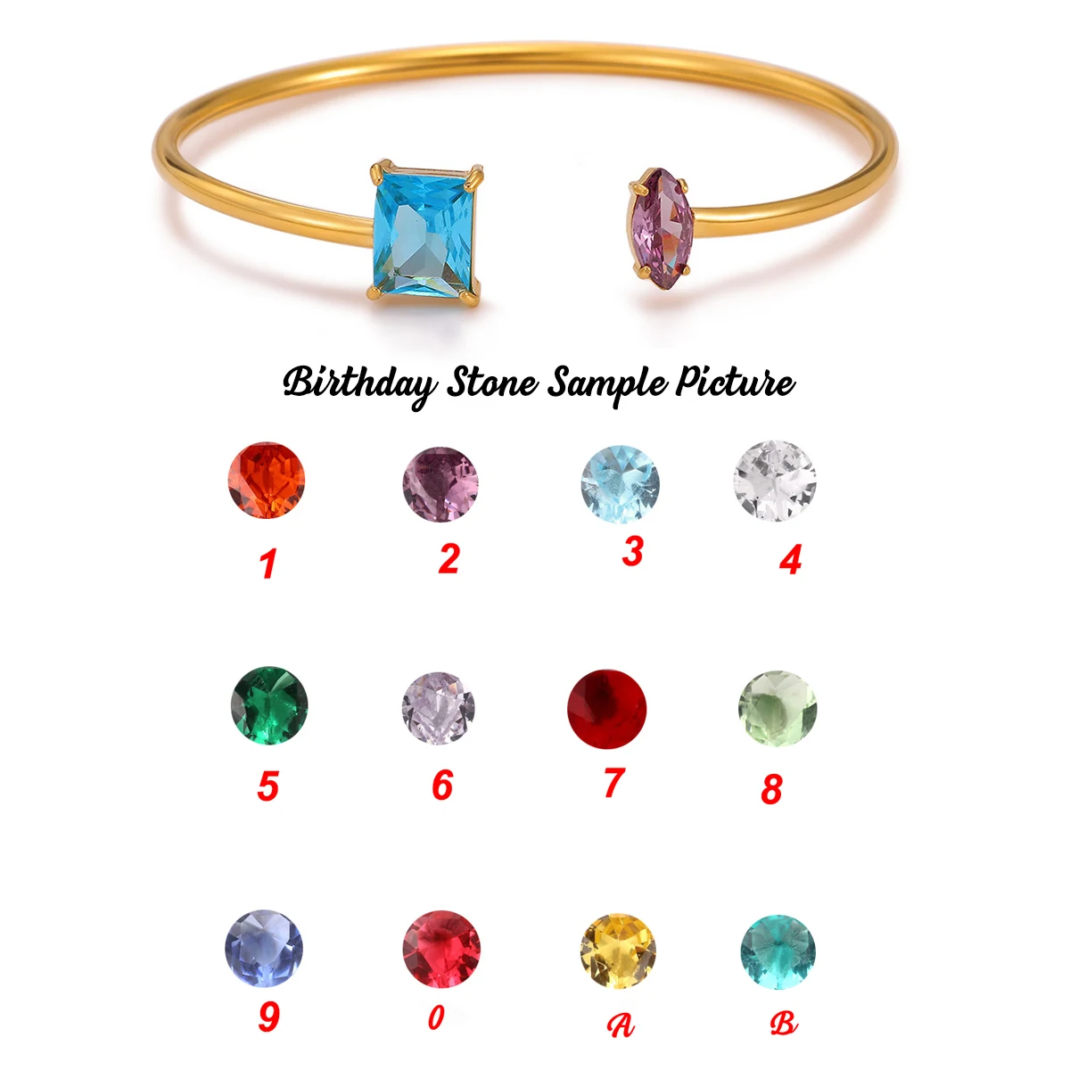 Custom Birthstone Cuff Bangle Mother Bracelet, Personalized
