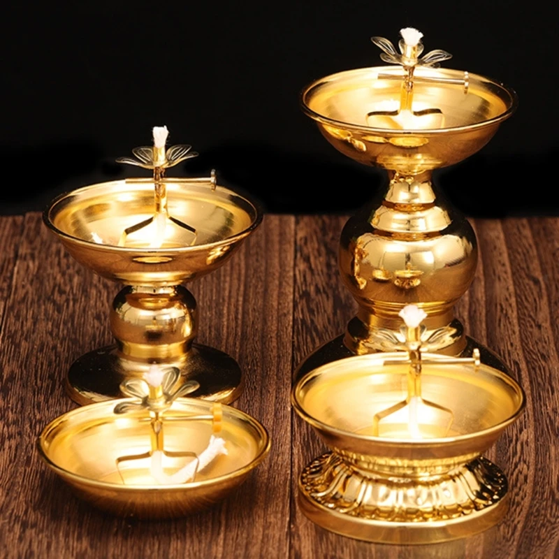 Dimmable Lamp Holder Alloy Oil Lamp Dish Cooking Oil Lamp Butter Lamp Home Worship Ever-burning Lamps for Indoor Use