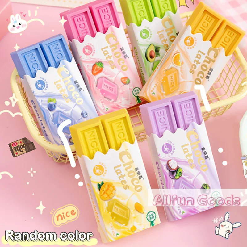 Random Cartoon Cute Kawaii Rubber Fun Creative Chocolate Eraser For Kids Student Novelty Stationery Office School Supplies