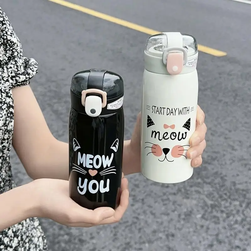 Portable Thermos Cup Durable Interesting Design Cartoon Popular Innovative Children's Straw Thermos Thermos Cup Leak-proof