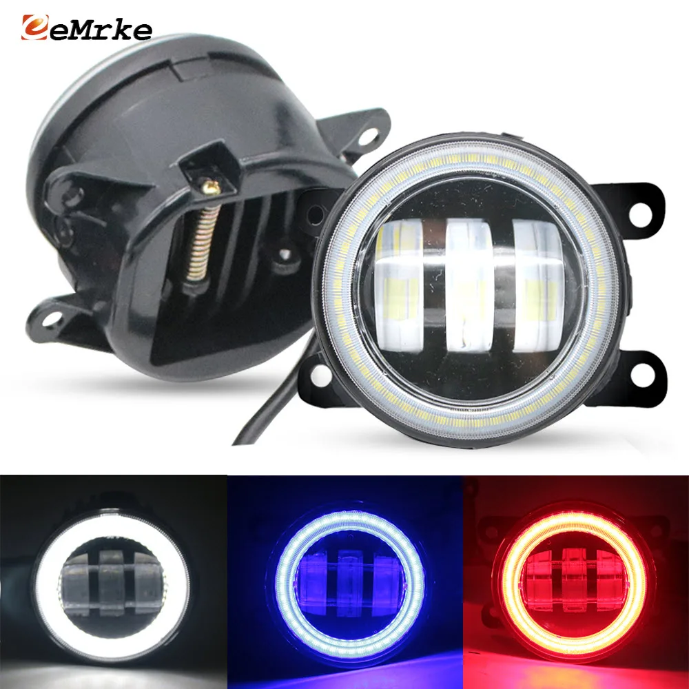 LED Fog Lights Assembly 40W for Peugeot 207 301, 407 Coupe 6C, Boxer Manager 290/295 15-22 Ion PTF Angel Eye Halo Clear Lens