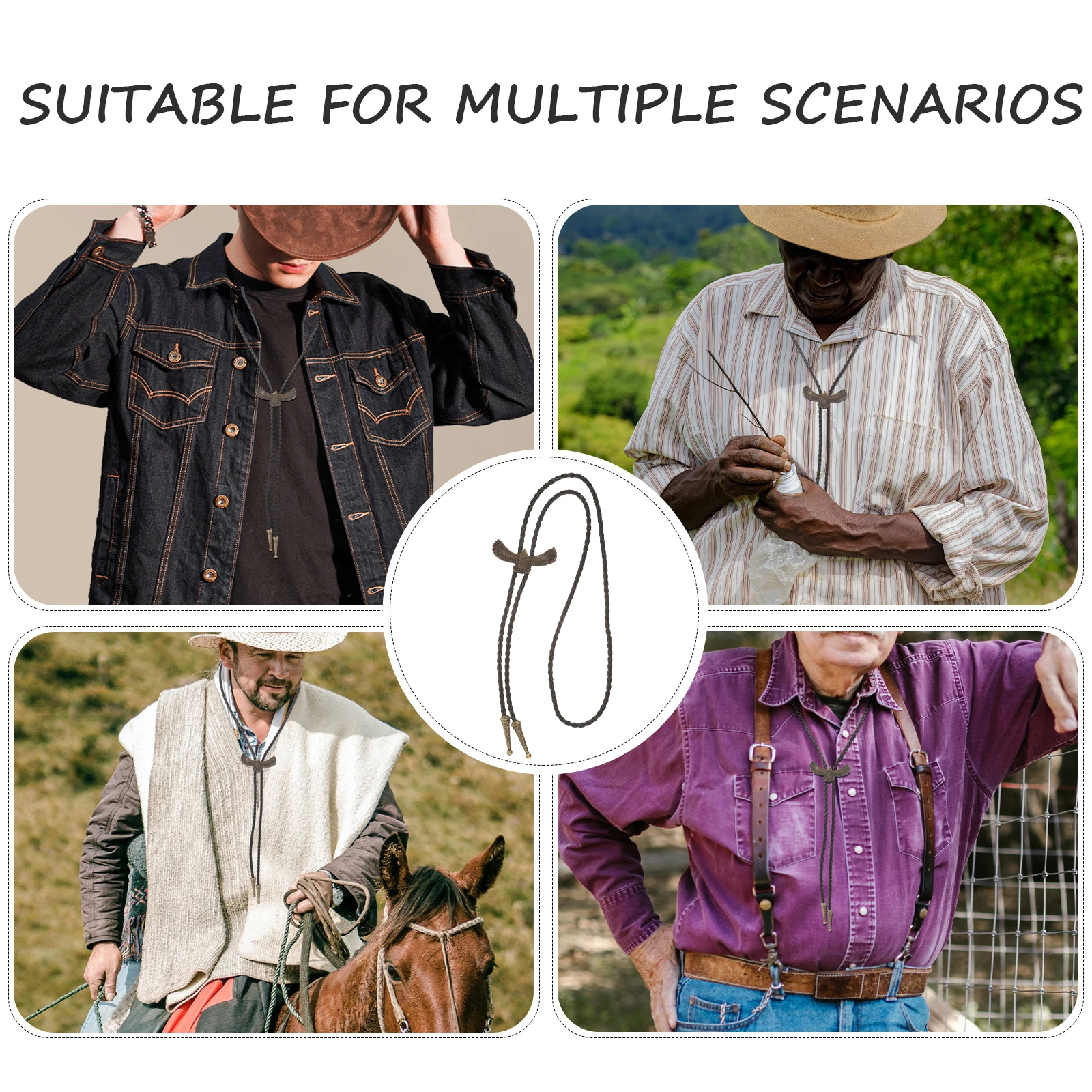 Chain Metal Adjustable Bolo Tie Men Necklaces Eagle Decor Rope Western Style Retro Necklace