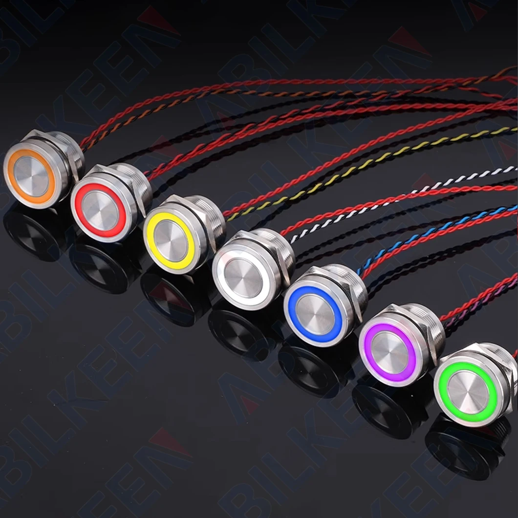 

ABILKEEN 25 мм светодиодный кольцевой светильник, пьезоэлектрический переключатель 1НО IP68, водонепроницаемый сенсорный чувствительный к давлению переключатель мгновенного/фиксации DC3 ~ 24