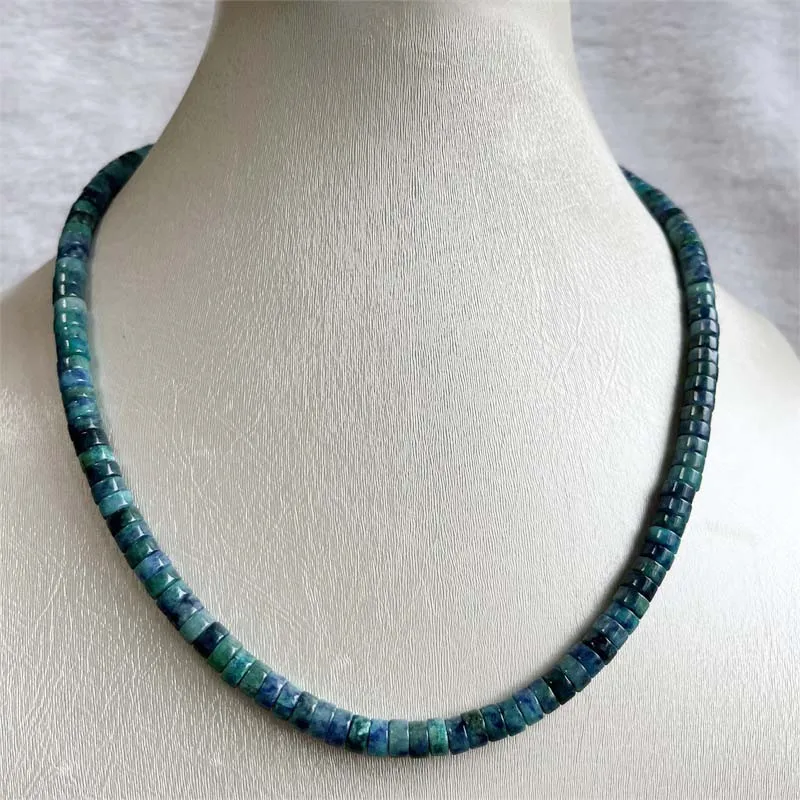 

3*6MM Heishi Blue Brazilian Azurite Necklace Hot Selling Natural Stone Wedding Party Jewelry Handwork Woman Gift Lapis