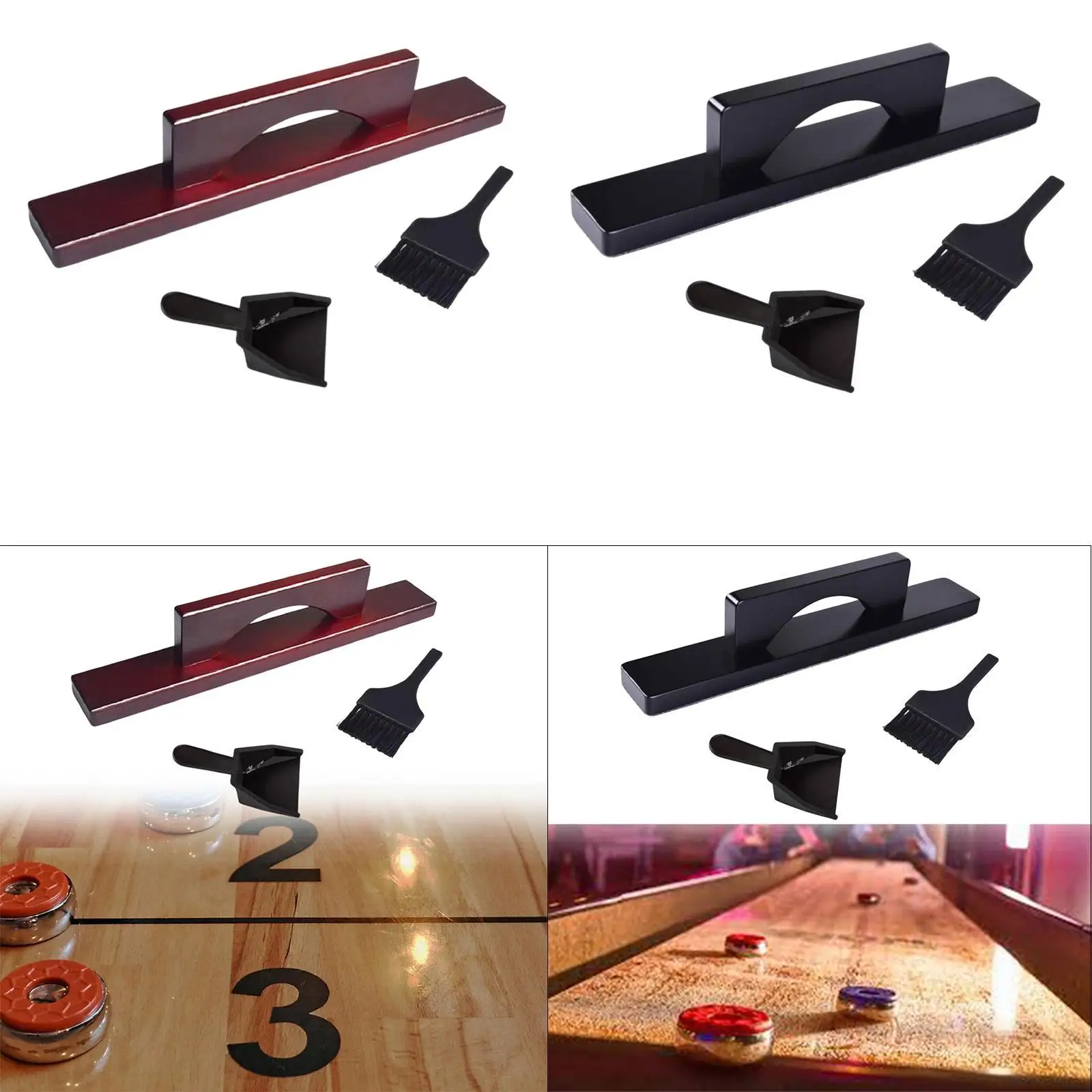 Shuffleboard Table Sweep Brush with Dustpan Wood Plastic Cleaner for Indoor Game Accessories 15.16 Inch