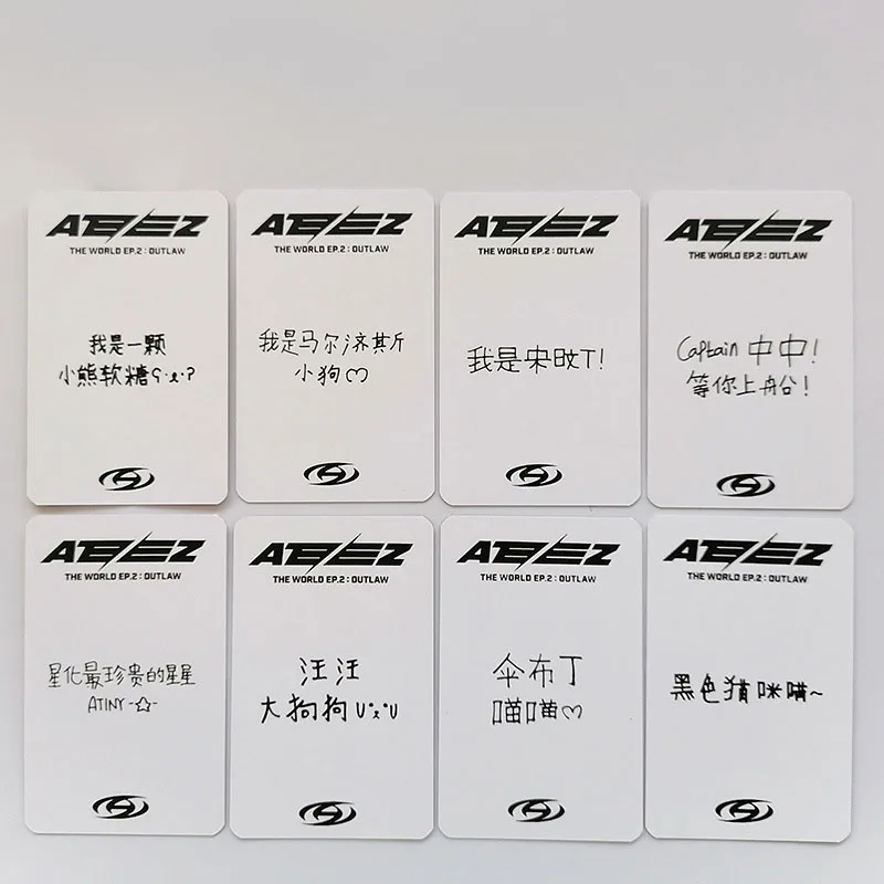 8Pcs/Set KPOP ATEEZ THE WORLD EP.2: OUTLAW Album Photocards List San Hongjong Wooyoung Selfie LOMO Cards Fans Collection Gifts