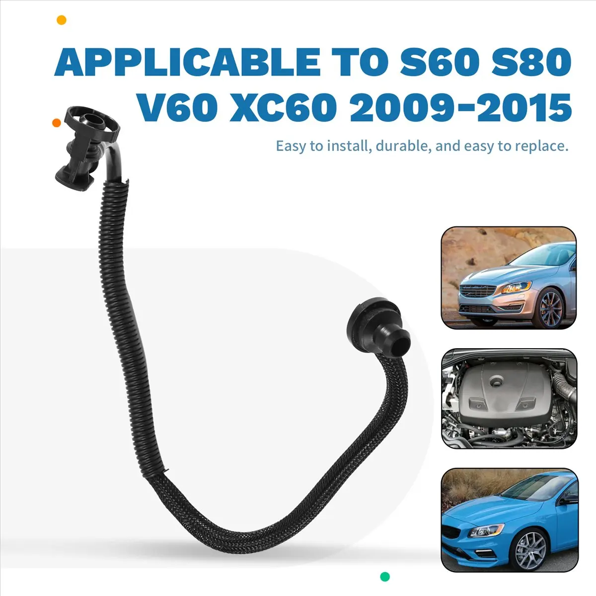 #09V Automotive Parts & Accessories,Car Brake Vacuum Hose Vacuum Booster Hose 31274984 for Volvo (Black) view 2