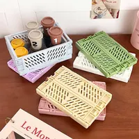 6 Color Organizing Storage Baskets Case Folding Student Desktop Basket Tape Stationery Plastic Foldable Container Storage Box 6