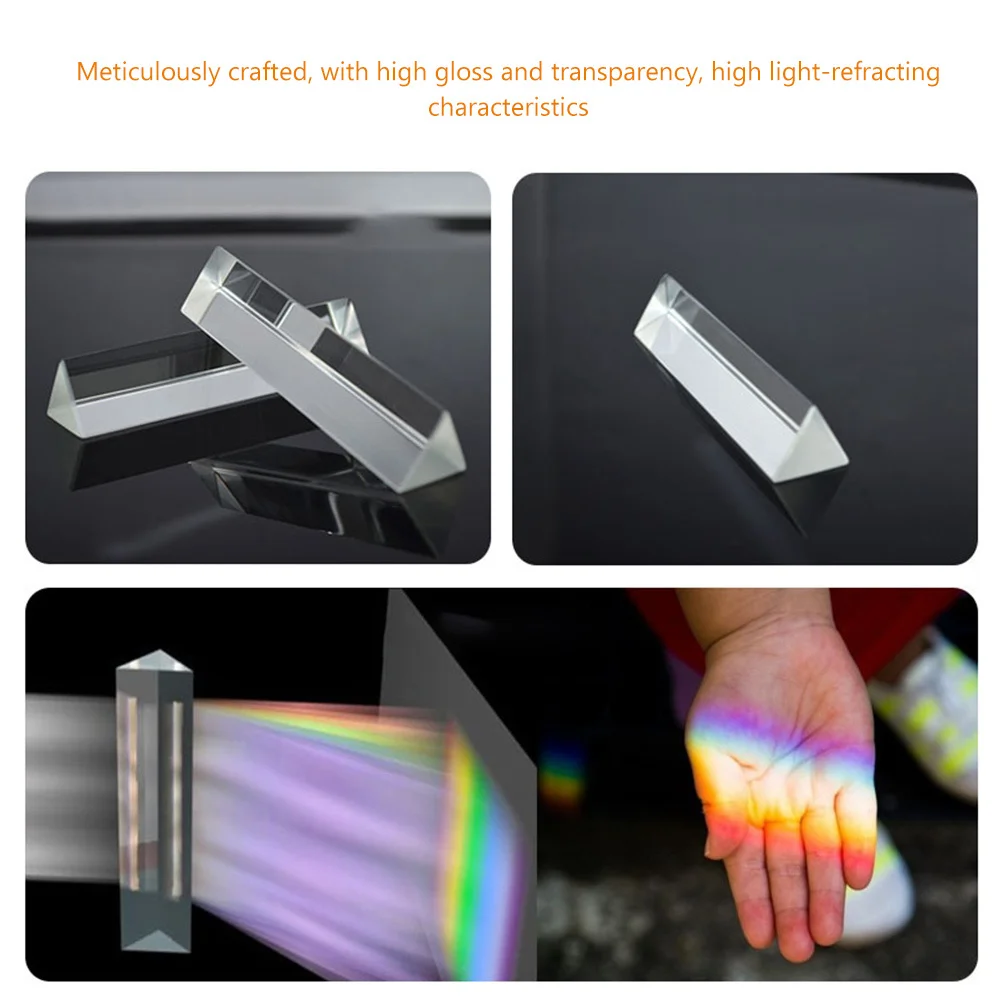 

3Pcs Triangular Equilateral Optical Glass Prisms High Transparency Physics Education Light Photography Rainbow Prisms