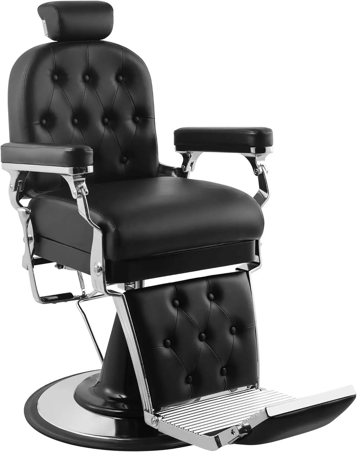 

Black Hydraulic Barber Chair for Salon, Vintage Style Reclining Chair, Durable Home Use