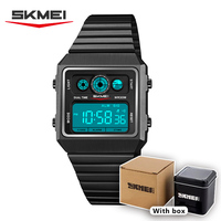 SKMEI Metal Digital For Men Sport Watches Mens 5Bar Waterproof Countdown Stopwatch Hombre Week Clock Back Light Wristwatch 2450