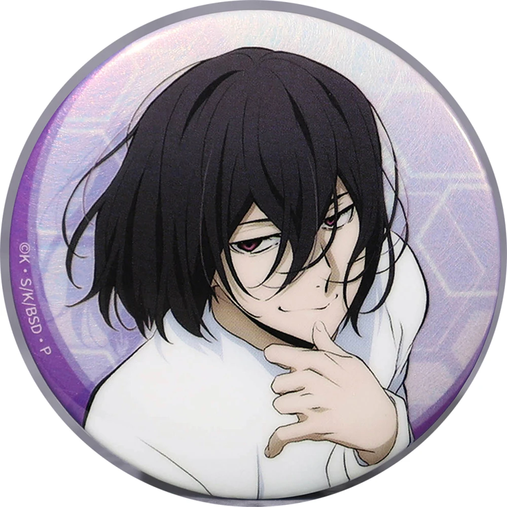 58mm Anime Bungo Stray Dogs Gogol dazai osamu Ryunosuke Akutagawa Cosplay COSTUME Badge Pin SPTE Tinplate Brooch﻿ Prop Gilf - view 2