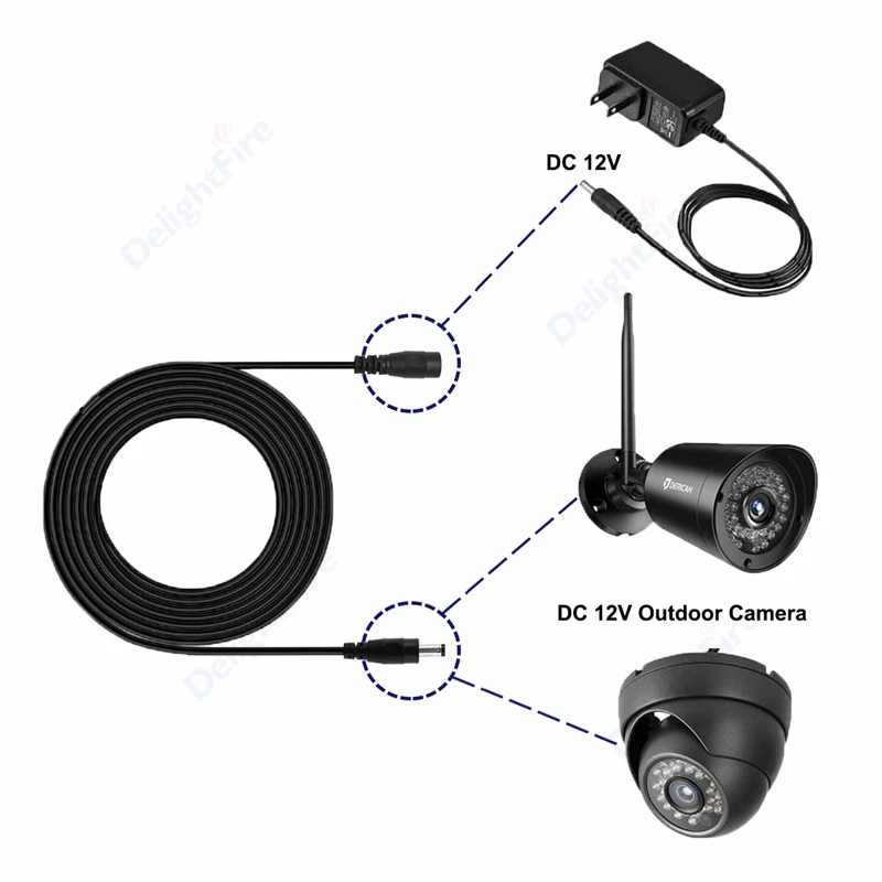 DC Power Cable 5.5mm x 2.1mm DC Cable 0.5M/1M/2M/3M/5M/10M 22AWG Extension Cord Male Female DC Cable For CCTV Camera LED Lights