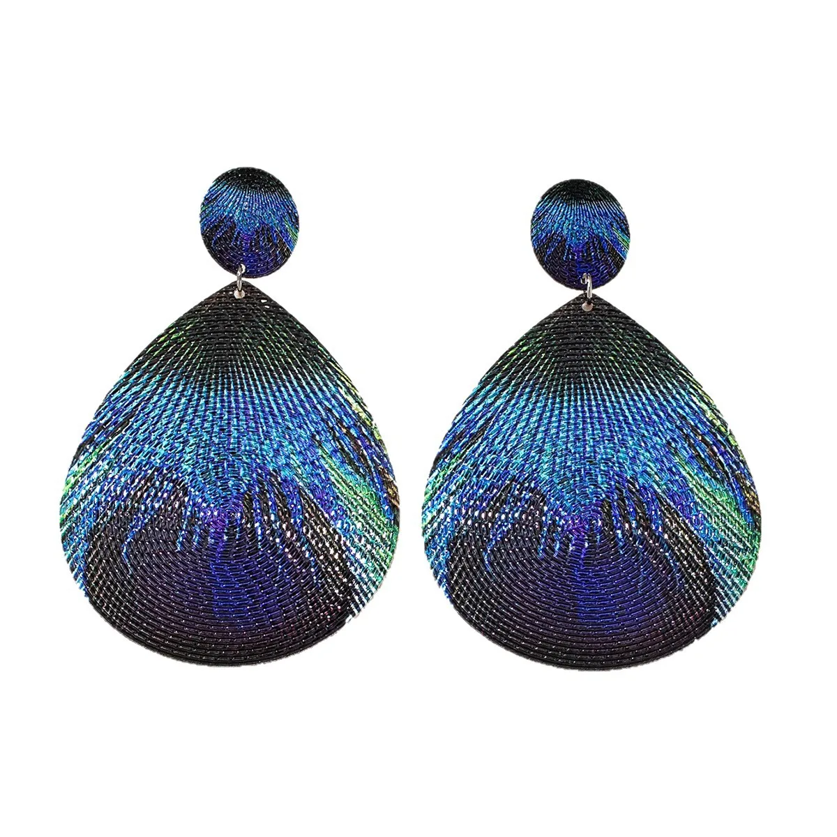 10pairs/lot Earrings  Retro And Fashionable Exaggerated Teardrop Print Big Ear Clip