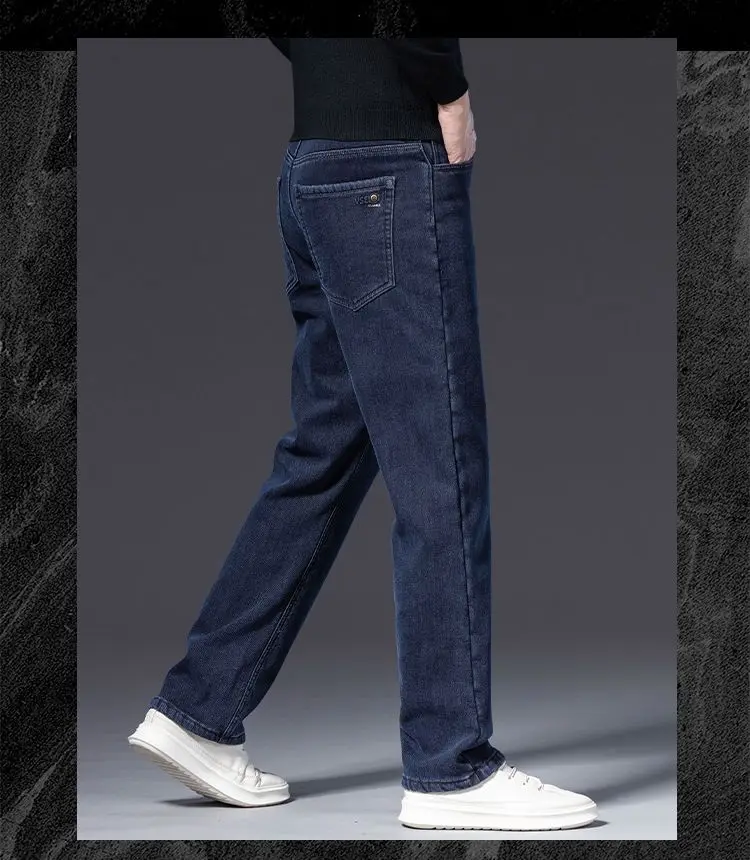 2026 Herren Fleece-gefütterte Verdickte Jeans Winter Warme Stretch Slim Fit Hosen Bequeme Weiche Hosen für Tägliche Arbeitskleidung – Detail 10