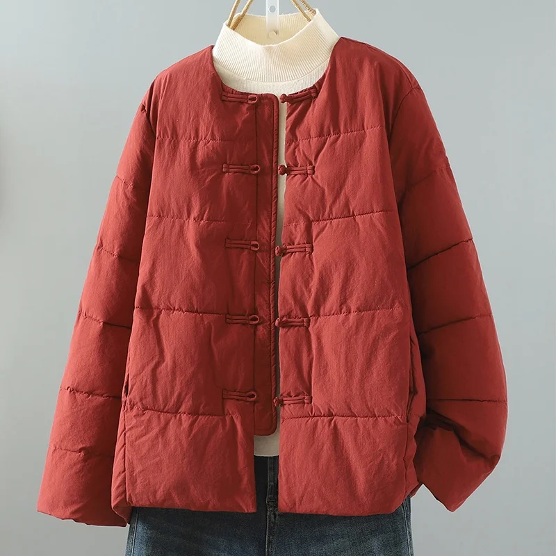 

Fashionable Anti-Aging Red National Style Cotton Jacket Women's Winter New Style Thickened Cotton Coat Retro Short Outerwear