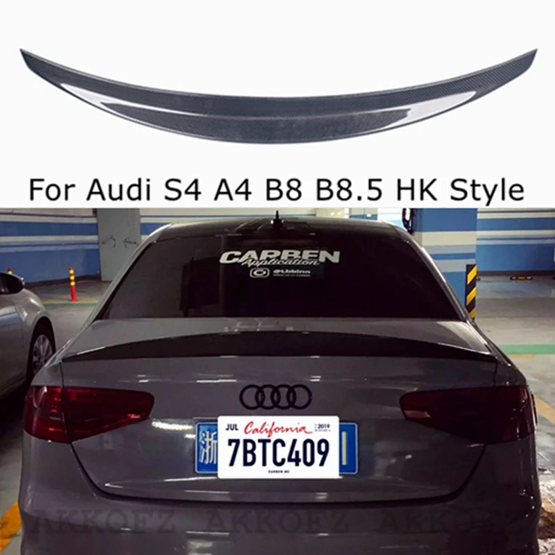 For Audi S4 A4 B8 B8.5 HK Style Car Rear Trunk Lip Carbon Fiber Spoiler 2009 - 2016 2013-2016