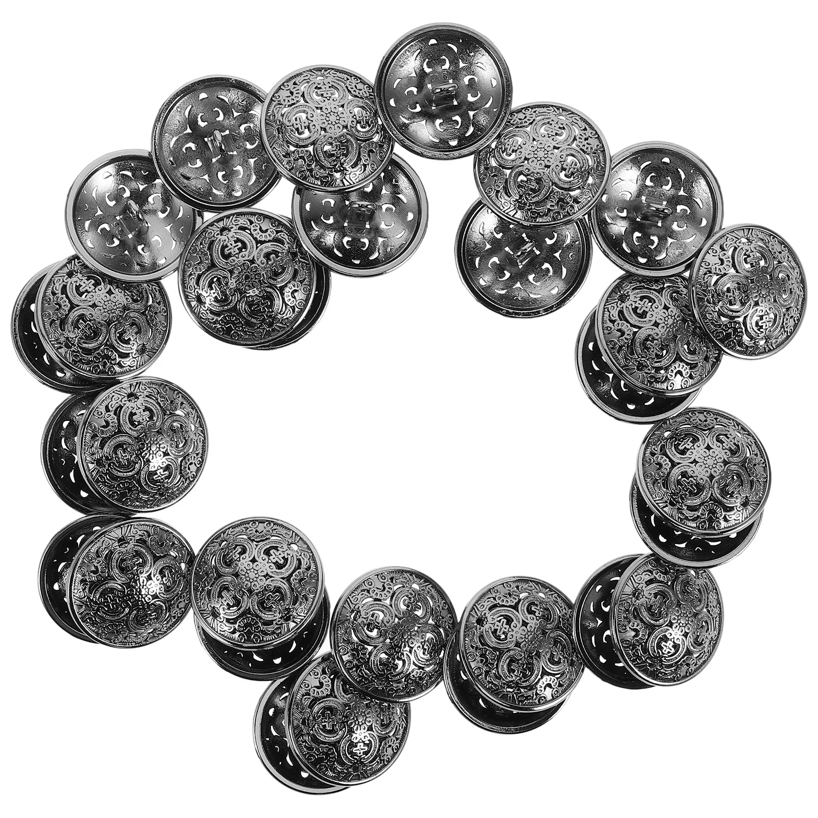 

30Pcs Metal Button for Coat 23Mm Hollow-Out Stylish Buckle Sewing Fastener for Clothes Jackets DIY Decorative Buttons Black