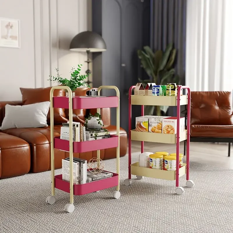 YUEYI Trolley Storage Rack Kitchen Floor Multi-layersnacks Baby Living Room Bedroom Bathroommobile Storage Rack Shelf