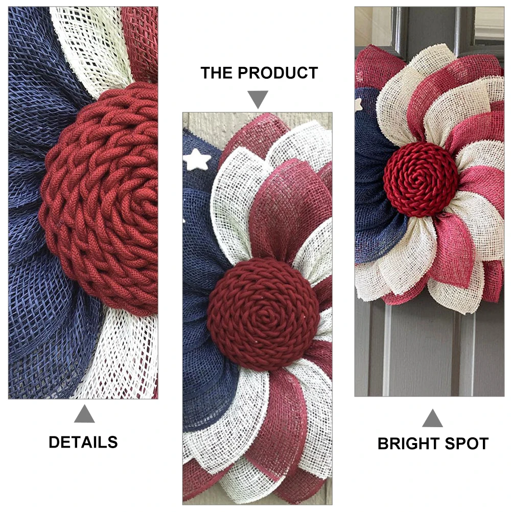 

American Flag Patriotic Wreath Independence Day Quality Fabric Safe Long Life Independence Day Decor Door Wreath