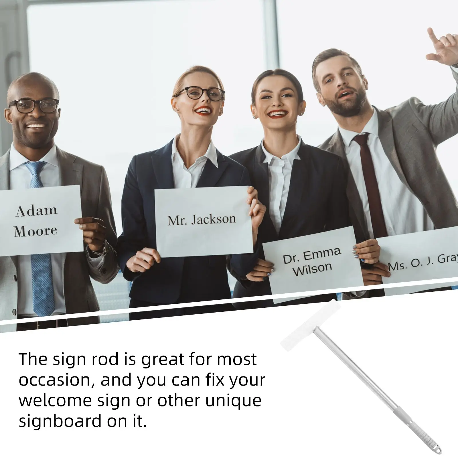 

Telescoping Stainless Steel Sign Holder Rod Adjustable Height Portable Display Rack for Sports Meetings Exhibition
