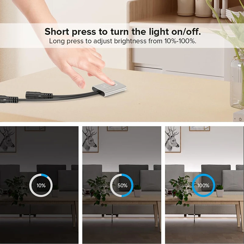 تيار مستمر 12/24 فولت 100% سطوع قابل للتعديل LED باهتة التبديل - مستشعر اللمس، متوافق مع منتجات الإضاءة LED، مفتاح خافت LED #6