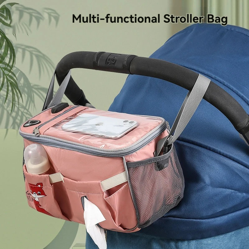 Stroller Hanging Storage Bag Multi-Functional Large Capacity Mummy Bag for Baby Bottles and Items, Suitable for Baby Strollers