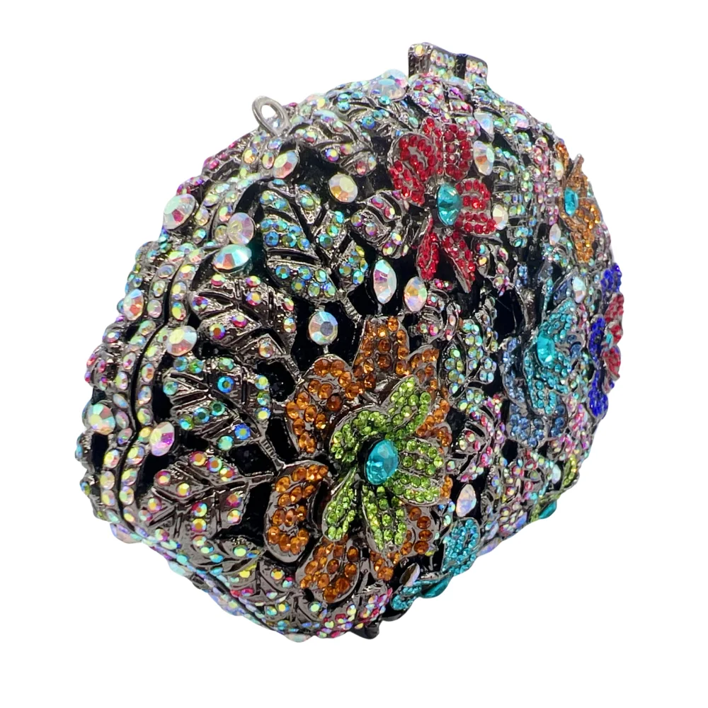 High Quality Luxury Fanned Plum Blossom Diamond Bag, Diamond Wedding Party, Handbag, Evening Bag, Crystal Clutch - view 4