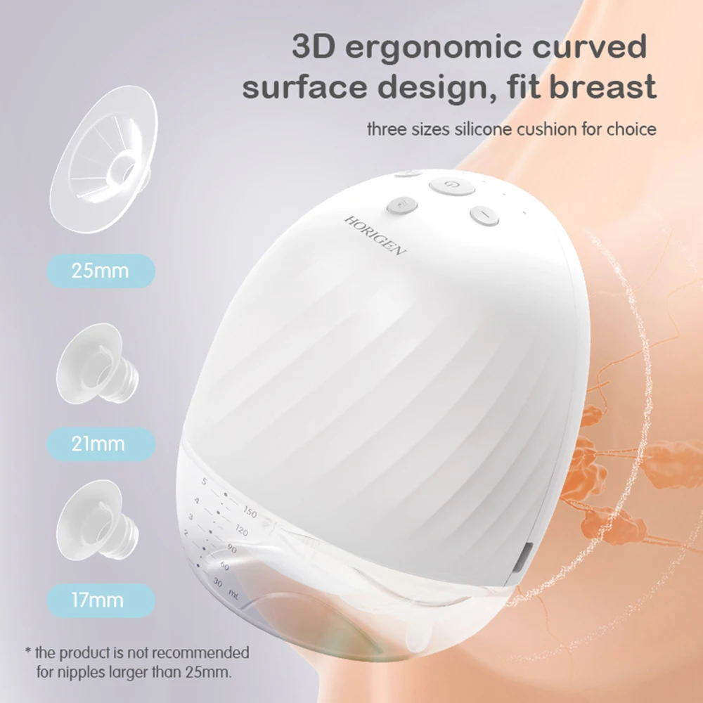 

Wearable Breast Pump Portable Hands Free Electric Breast Pump for Breastfeeding with Silicone Flanges 150ml Milk Bottle