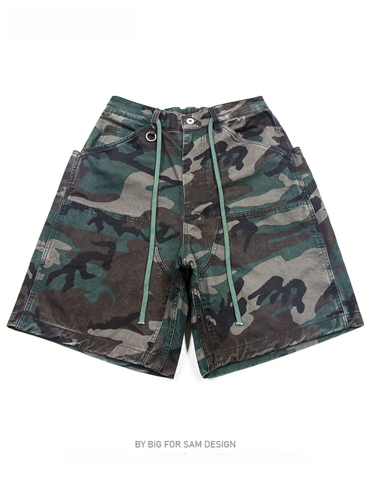 

Bigforsam American Camouflage Logging Work orts Waed Relaxed Casual Five-Quarter Length Breathable Cotton Youth Faion