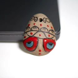 Handmade Vintage Peking Opera Face Pendant Ceramic Jewelry Accessory 36mm with Large Hole