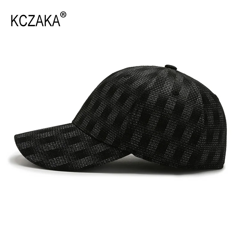 Men\'s Full Closed Baseball Caps Casual Plaid Polyester Snapback Caps Spring Summer Stretchy Caps Gorras Bone Male Trucker Hat