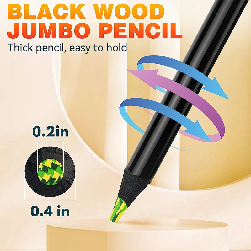 Crayons multicolores dégradés arc-en-ciel, crayon de couleur Jumbo pour adultes, dessin artistique, coloriage, croquis, papeterie 12 couleurs