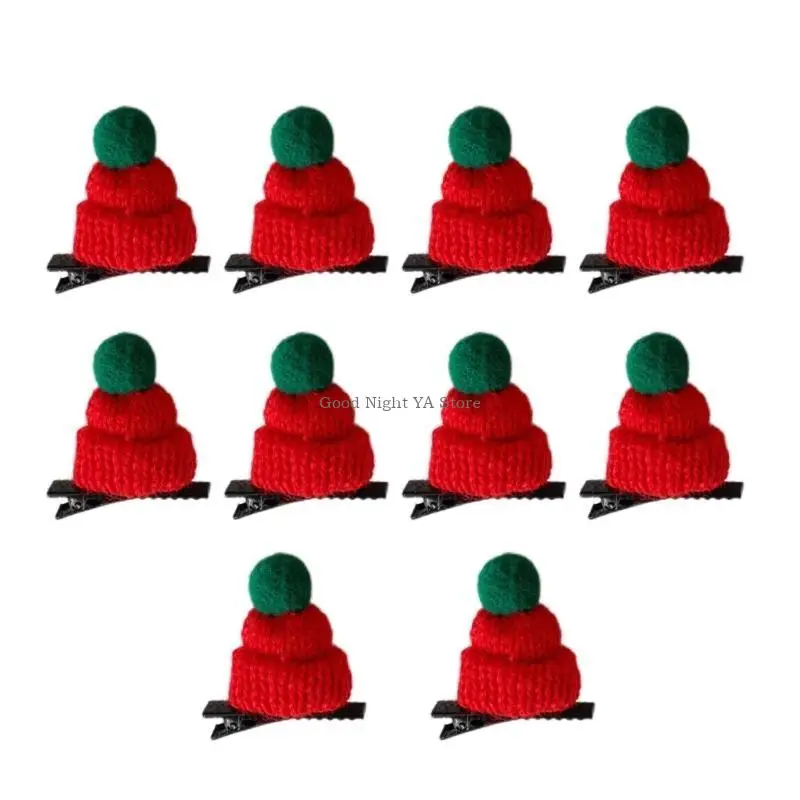 Pluche Mini Christmas Hat Hair Clip voor vrouwen en kinderen zachte acryl feestelijke hoofddekselfeestje haarstukken