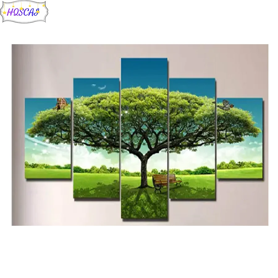 5pcs 5D DIY Diamond Painting Landscape trees Cross Stitch Kit Full Drill Embroidery Mosaic Picture Of Rhinestones Gift Home Deco