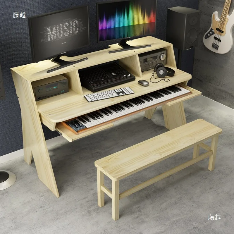 Solid Wood Music Production Desk Recording Studio Music Table Music Production MIDI Keyboard Desk Electric Piano Mixing Console
