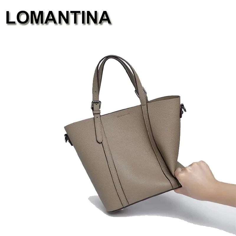 

LOMANTINA New Togo Leather Fashion Womens Handbags Tote Shoulder Bags Female Large Capacity Travel shopping Commuter Purses