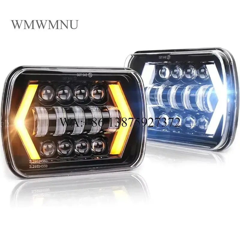Wmwmnu for Truck Replacement High Low Beam DRL LED Sealed Beam 45W 4x6 Inch Rectangle Square Black 5x7inch LED Headlight