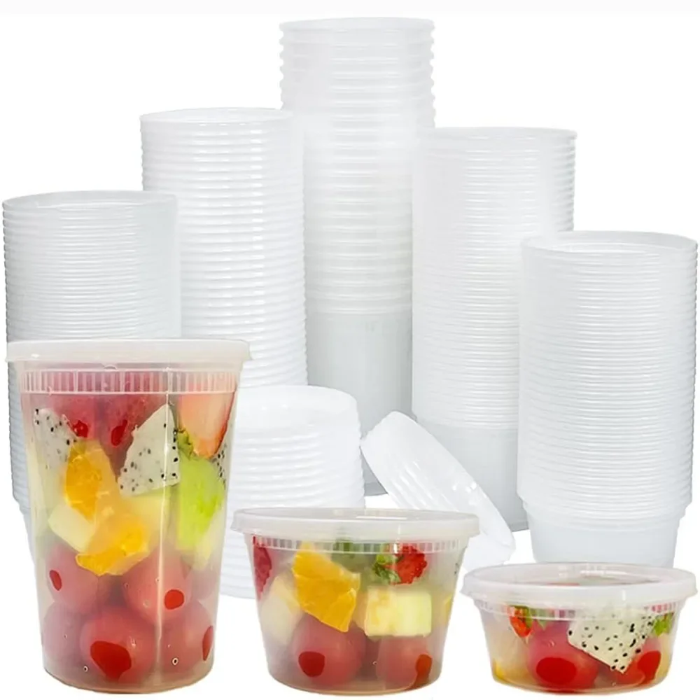 

24pcs Deli Food Storage Containers with Lids,Plastic Food Storage Containers 8oz,16oz,32oz Freezer Storage Containers,BPA Free