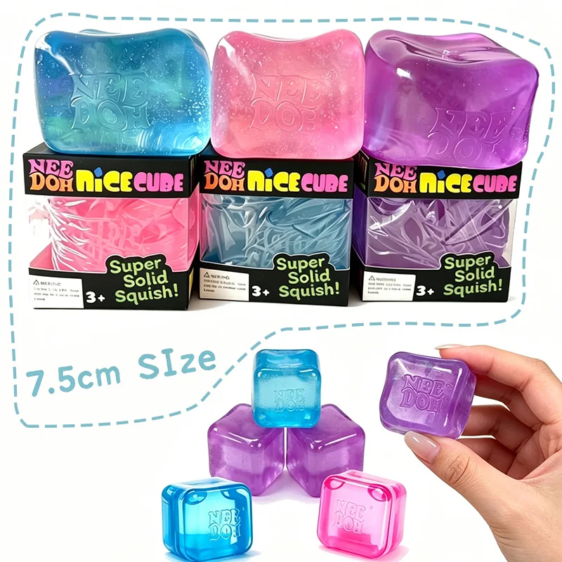 

Needoh Maltose Nice Big Ice Toy Mini Nice Ice 4PCS Set TPR Reliever Transparent Squeeze Non-Toxic Sensory Stress Relax Toy Gift