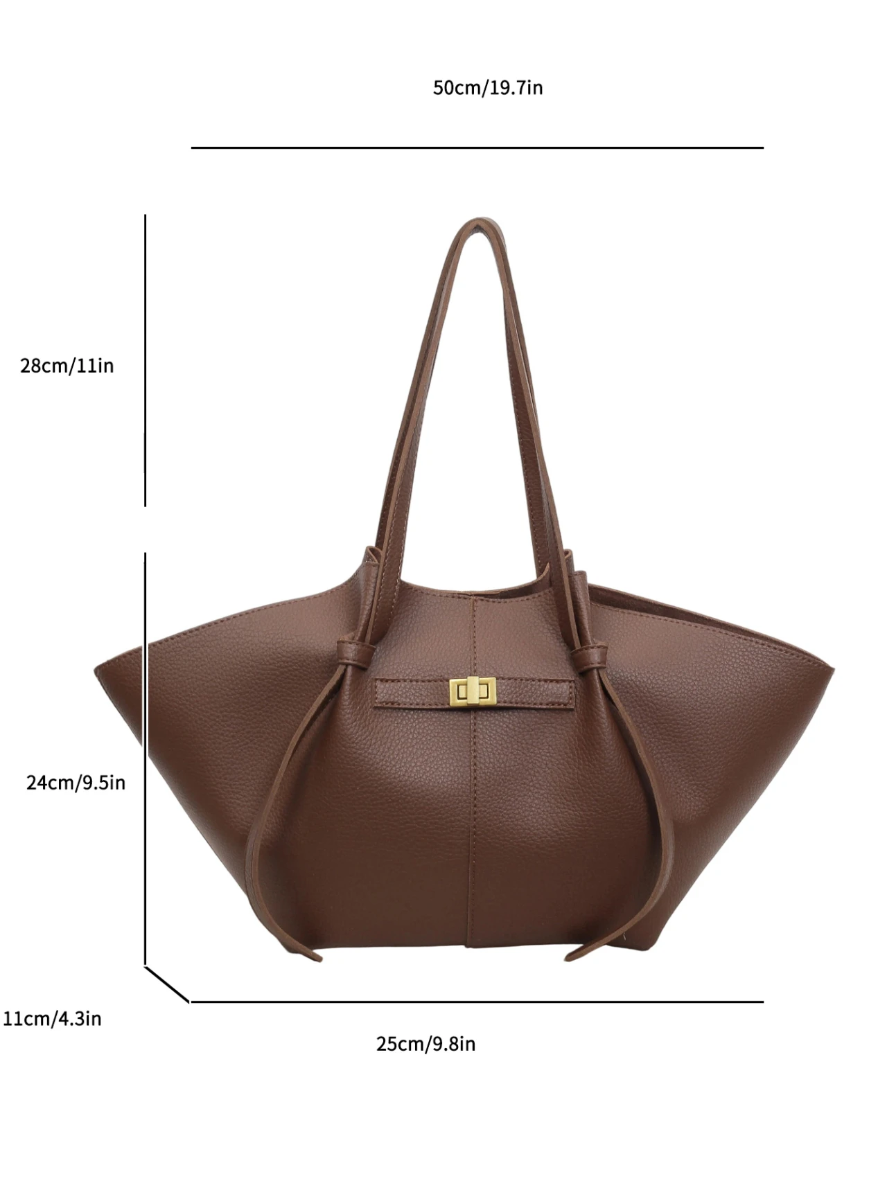 Casual Wing Shape Large Tote Bag for Women, Pebbled Faux Leather Shoulder Handbag, Gold Buckle Bag for Daily Work Shopping