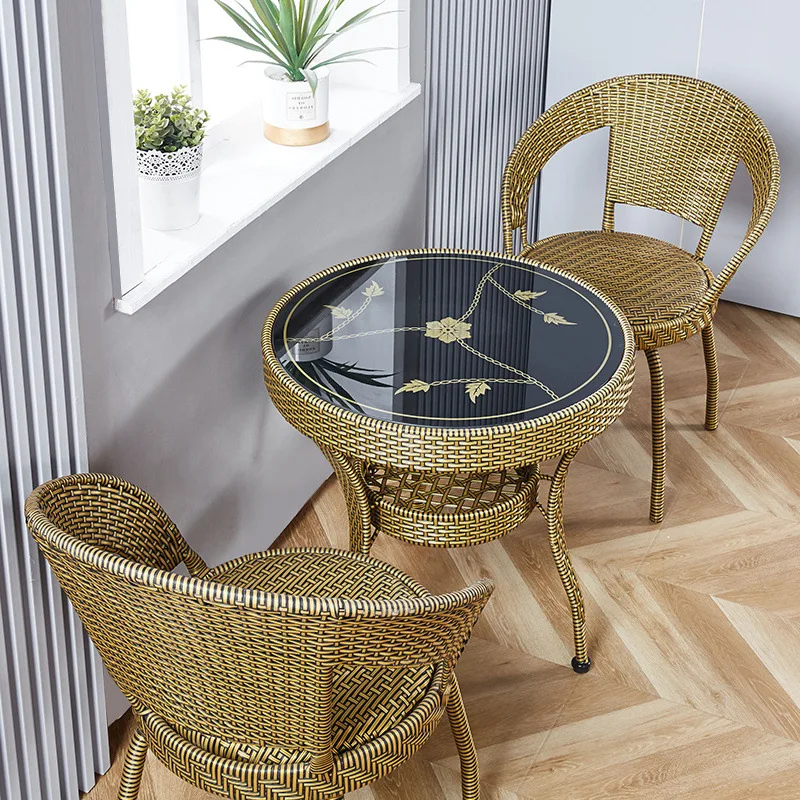 

Customizable rattan chair three-piece set