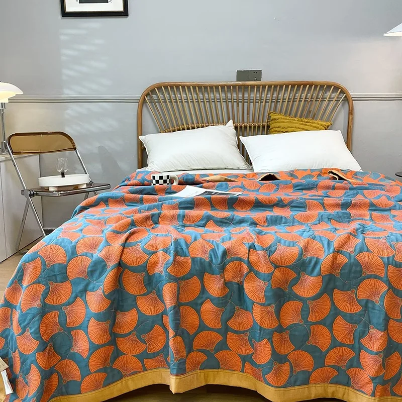 Luxurious Triple-layered 100% Cotton Gauze Blanket for Queen/King Bed, Multi-functional Usage As Summer Quilt or Bedspread
