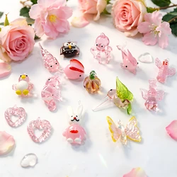 Colgante rosa mini cristal animal marino colgante lindo pulpo delfín caballito de mar ballena conejo pájaro búho pingüino cactus mariposa calabaza ángel encanto adorno para bricolaje joyería accesorios