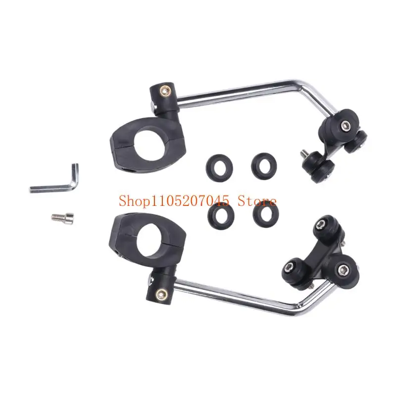 37cd Paired Motorcycle Windshield Brackets with Three Padded Contact Points per Side, Adjustable Articulating Joints, and Split
