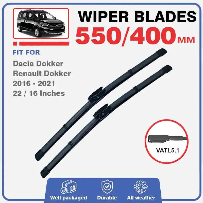 Front Wiper Blades For Renault Dacia Dokker 2016 - 2021 Streetway Windshield Windscreen Window Rain Brushes Accessories 22