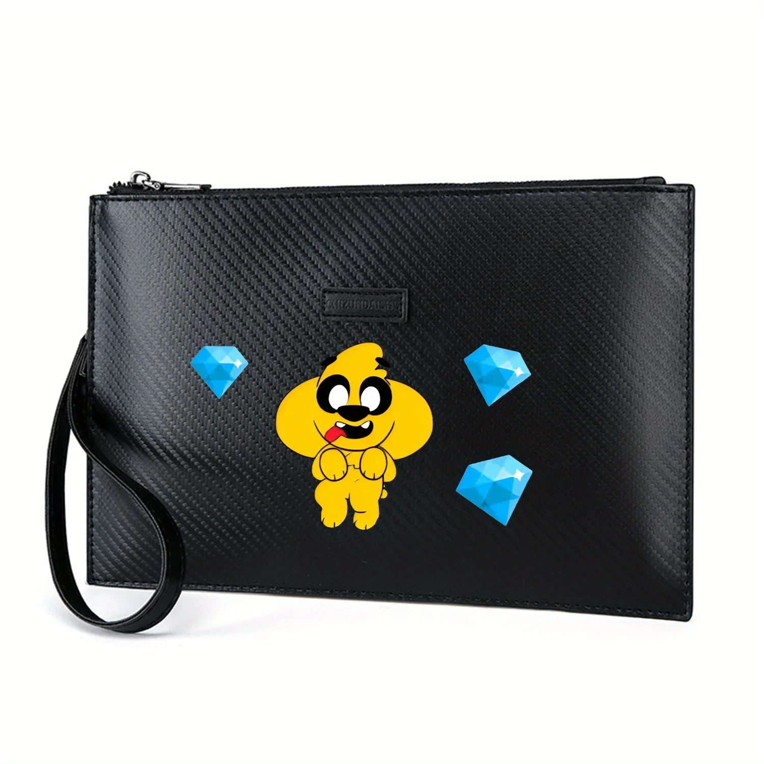 

Cute yellow cartoon dog diamonds Elegant Printed PU Men's Handbag Fashionable and Practical for Everyday Carry